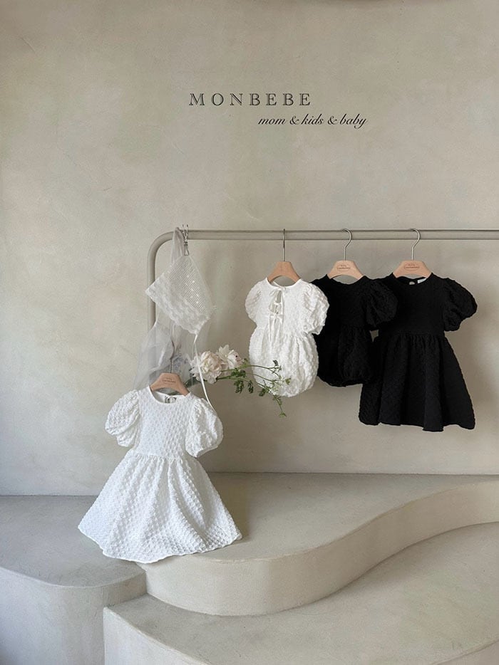 monbebe】cotton flower dress｜コットンジャガードロンパース・韓国