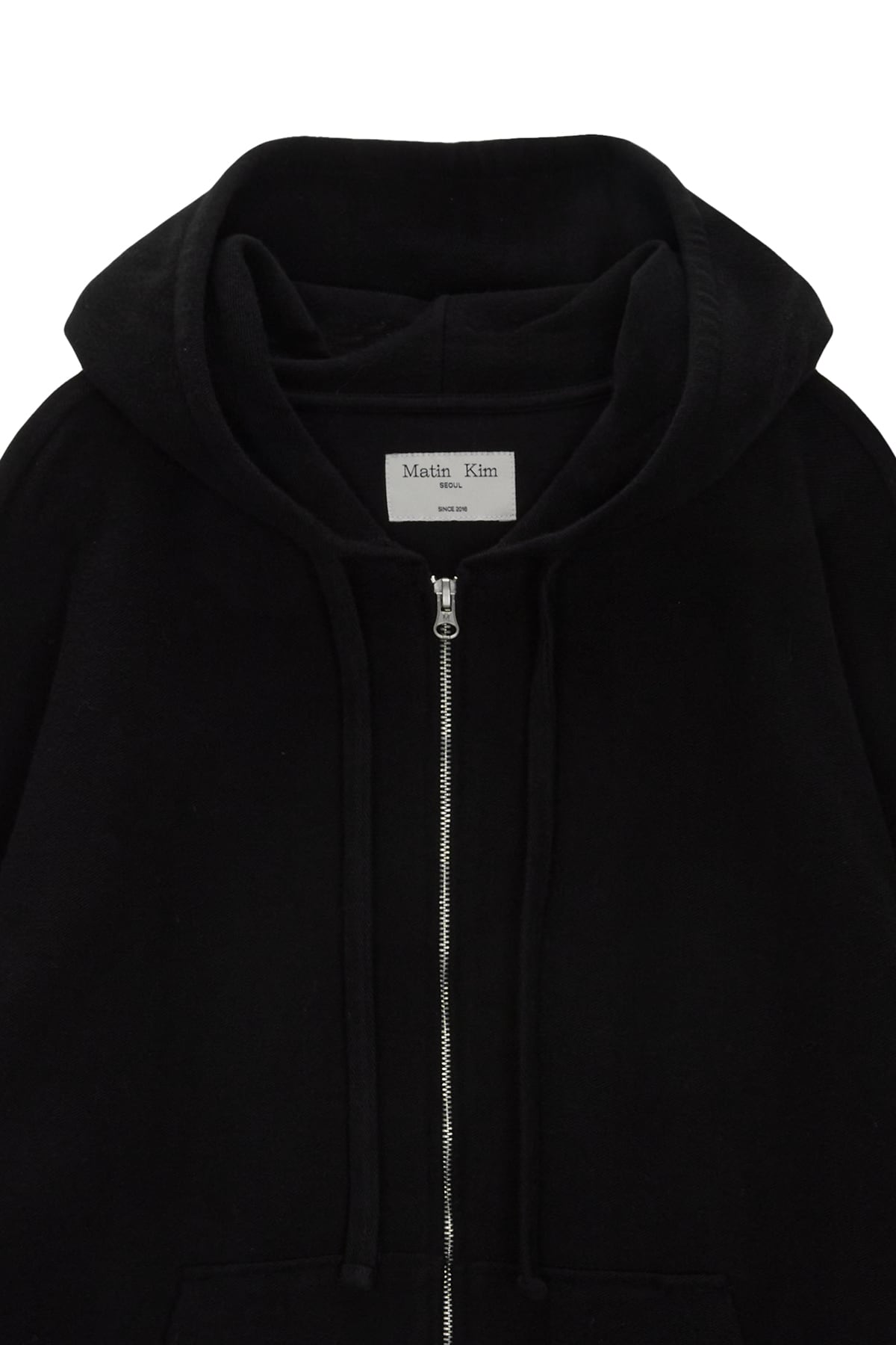 Matin Kim] ARM PATCH POINT HOODY ZIP UP FOR MEN IN BLACK 正規品