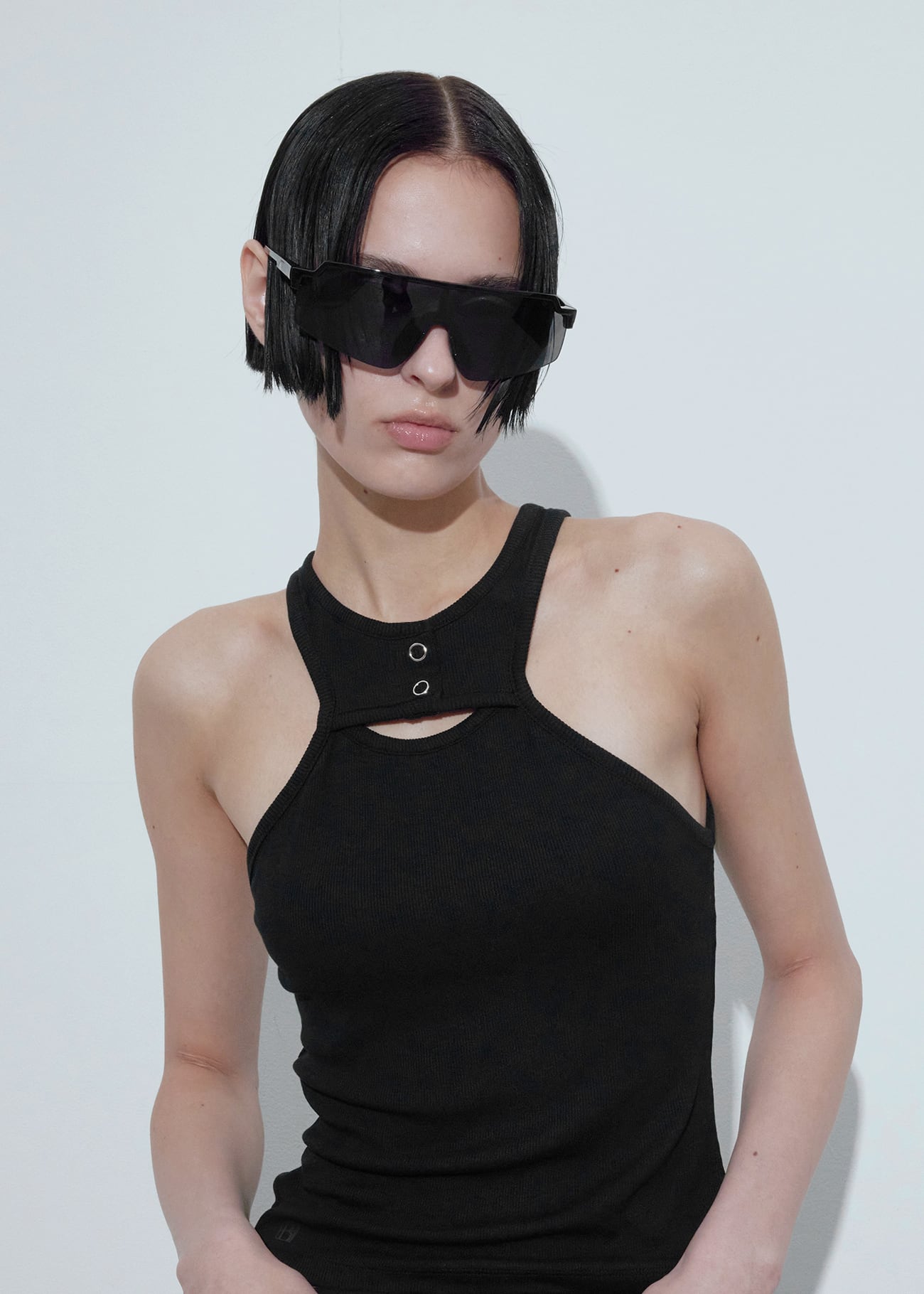 BOHEMIAN SEOUL] RIBBED SLIT TANKTOP, BLACK 正規品 韓国ブランド