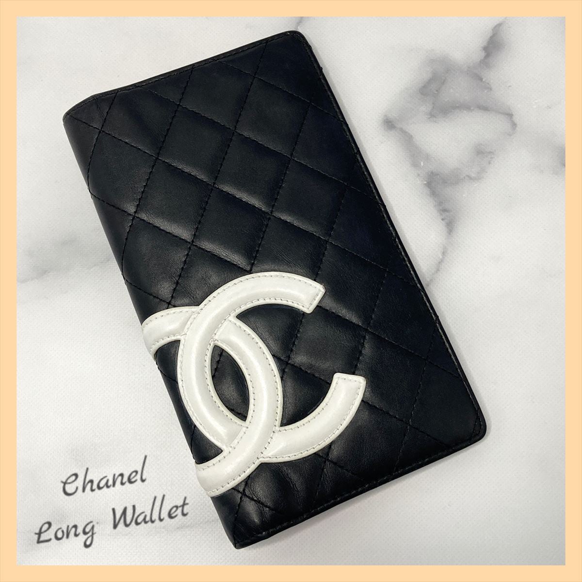シャネル カンボンライン 二つ折りウォレット 長財布 ブラック ピンク 黒 Chanel Cambon Wallet Black Pink Tsunagu Shop