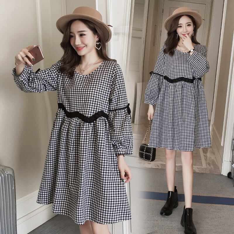 【新作】【送料無料】 8865＃マタニティドレス春秋コットン長袖ルーズスタイリッシュストライプドレス妊婦ママドレス ロング スプリング 春物 オータム 秋物 AL expec334855413371