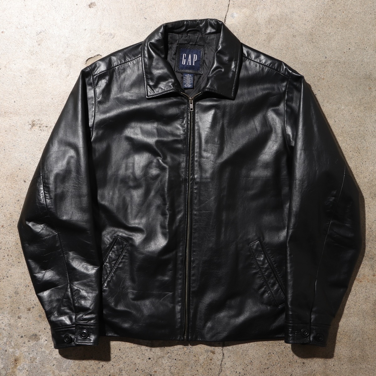 美品 90s オールドギャップ ボア襟 レザーライダースジャケット 黒 XS 