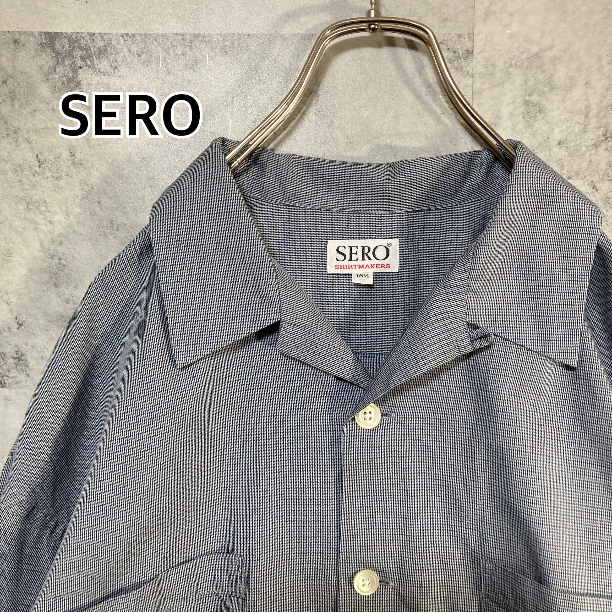 50s Battelsteins レーヨン オープンカラーシャツ 千鳥格子 M 日本製 SERO 長袖 オープンカラーシャツ 千鳥格子 グレー L相当