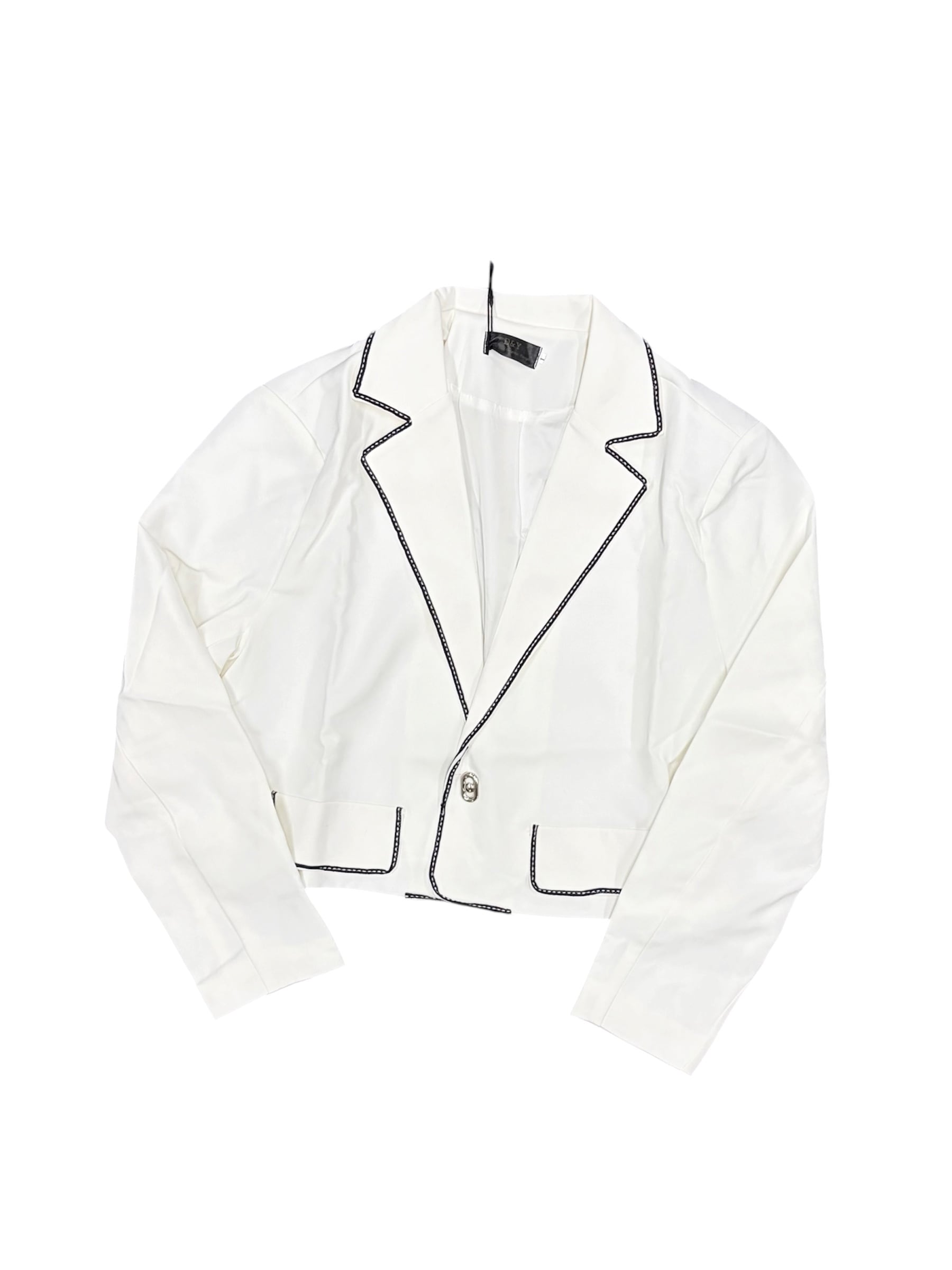 ALUDE SELECT】collar stitch snap button short jacket（2color