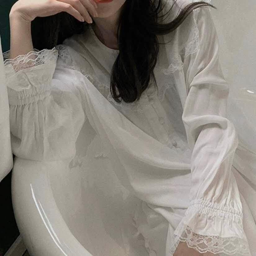 袖レースネグリジェ ワンピース ルームウェア パジャマ 全3色 | LILIANA