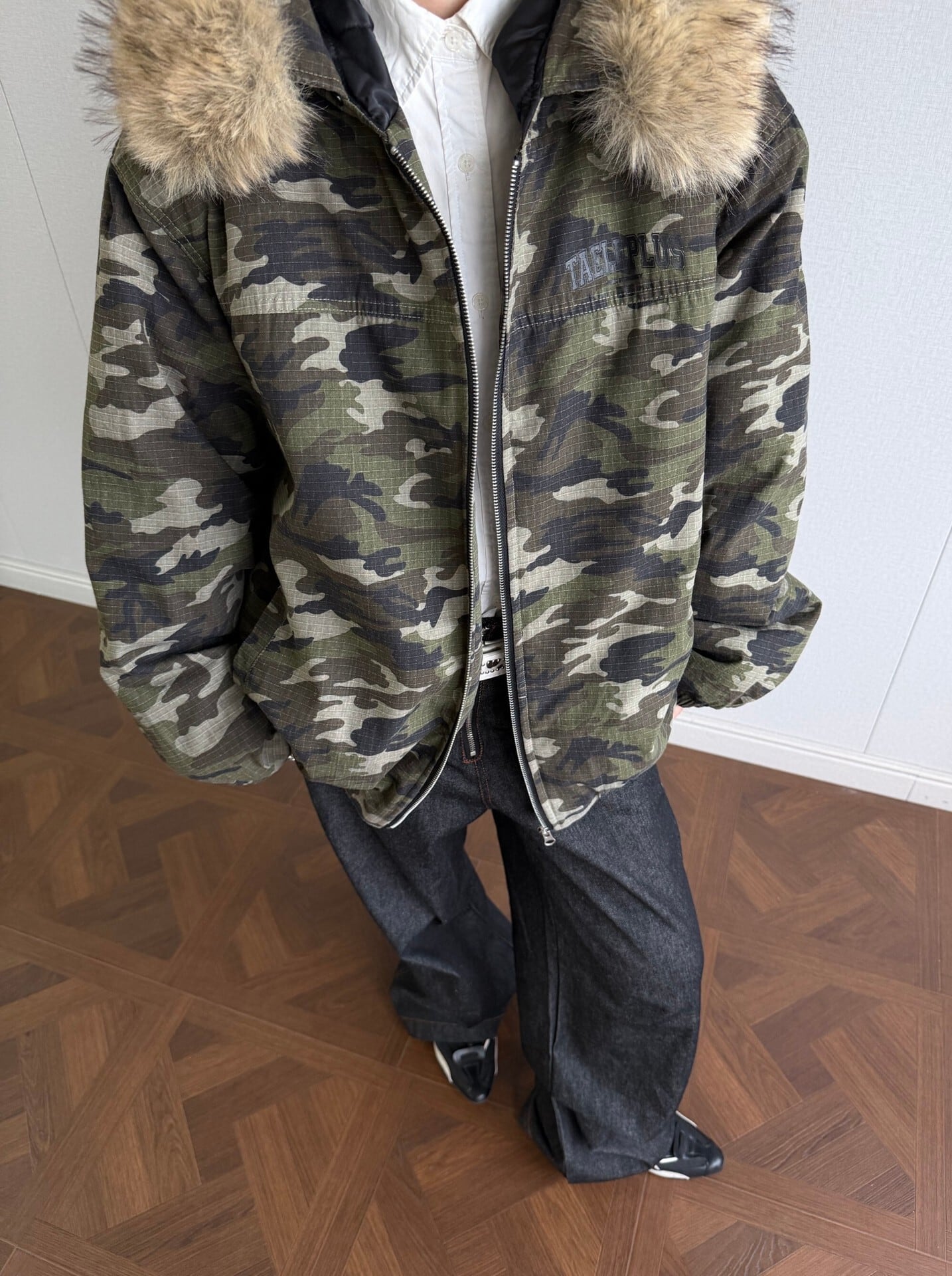 ファー付きカモフラージュアウター el1474 | elev fashion store