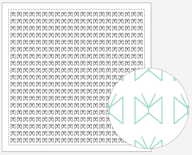 ダルマ刺し子ふきん一目刺し（白）「ちょうちょ (1156)」：DARUMA Sashiko Fukin White "Cho-cho" - 1156