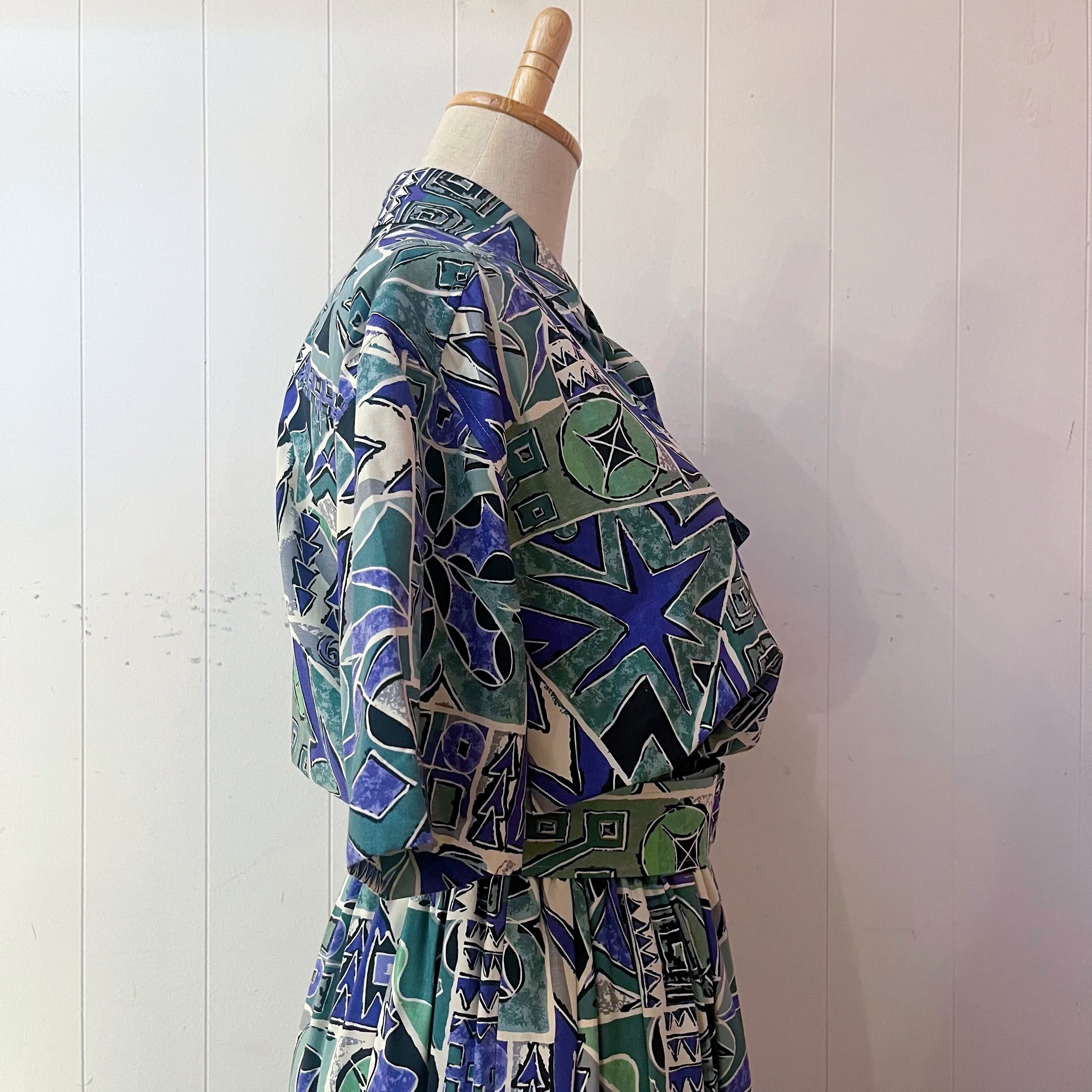 geometric front button one-piece