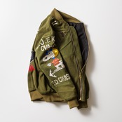 再構築ミリタリーウールシャツリメイク MA-1 ジャケットMILITARY MIX BOMBER JACKET