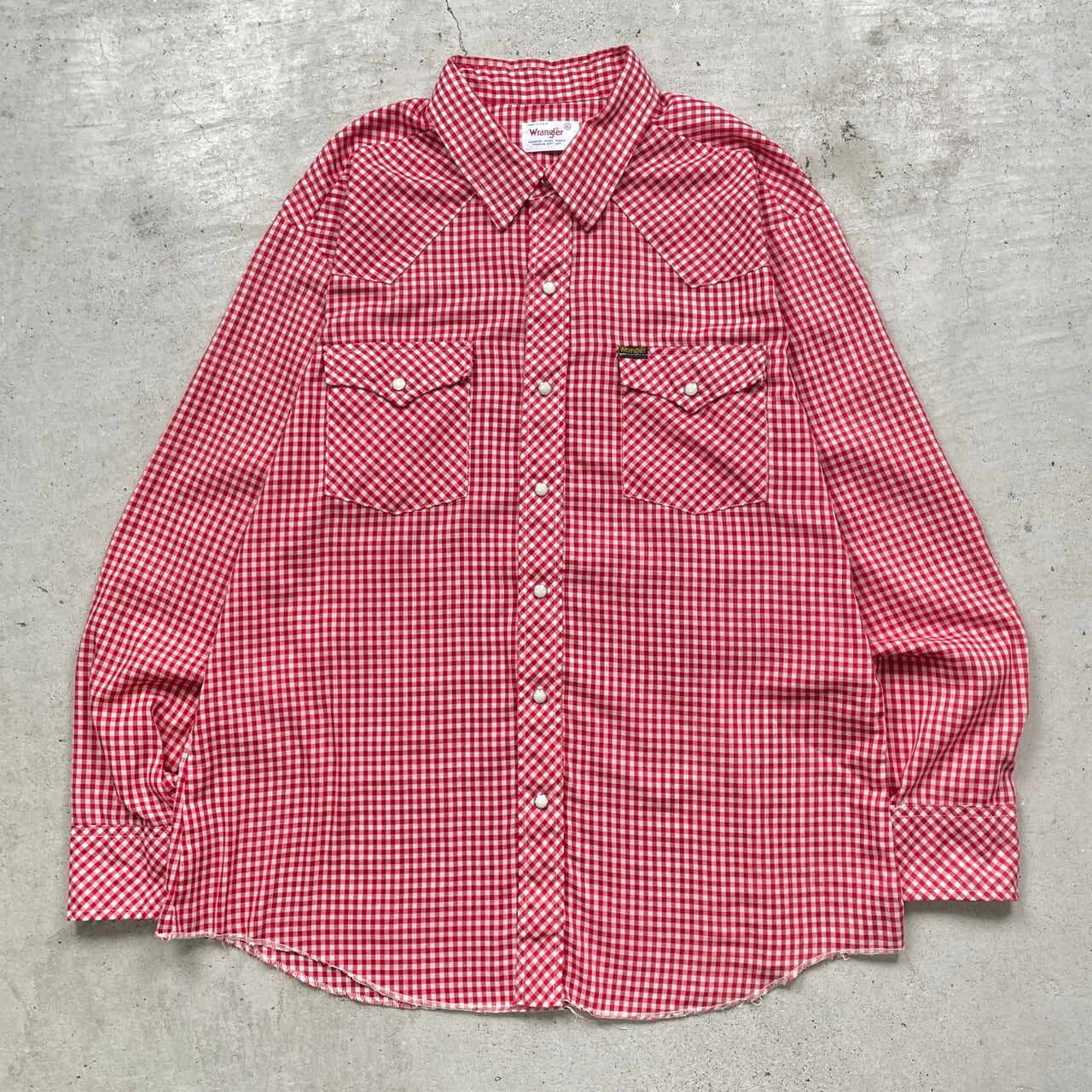 70年代 USA製 Wrangler ラングラー ギンガムチェックシャツ ウエスタン 