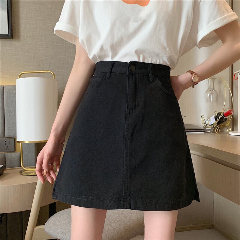 ホワイトスカート ショートサマーハイウェストウェストブラックAライン 夏物 YY-ファッション31316935868