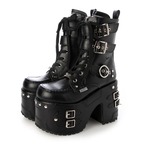 【YOSUKE】レディース 4460099 厚底レースアップブーツ （ブラック）ヨースケ サブカル 地雷系