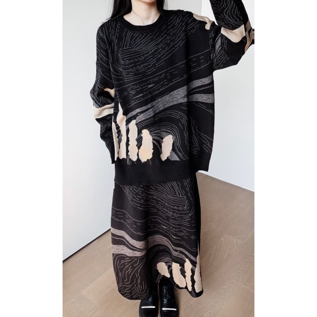 Abstract pattern knit set up C1640