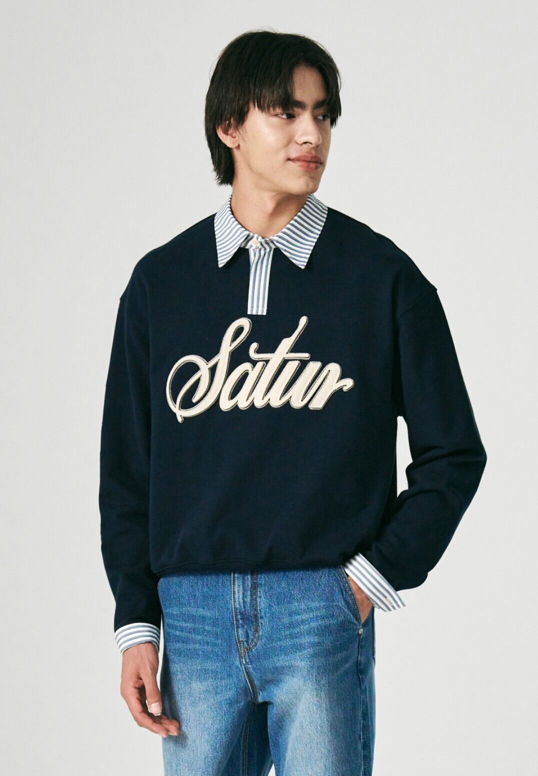☆ENHYPEN ソヌ 着用！！【SATUR】Applique Logo Cuffs Sweatshirts