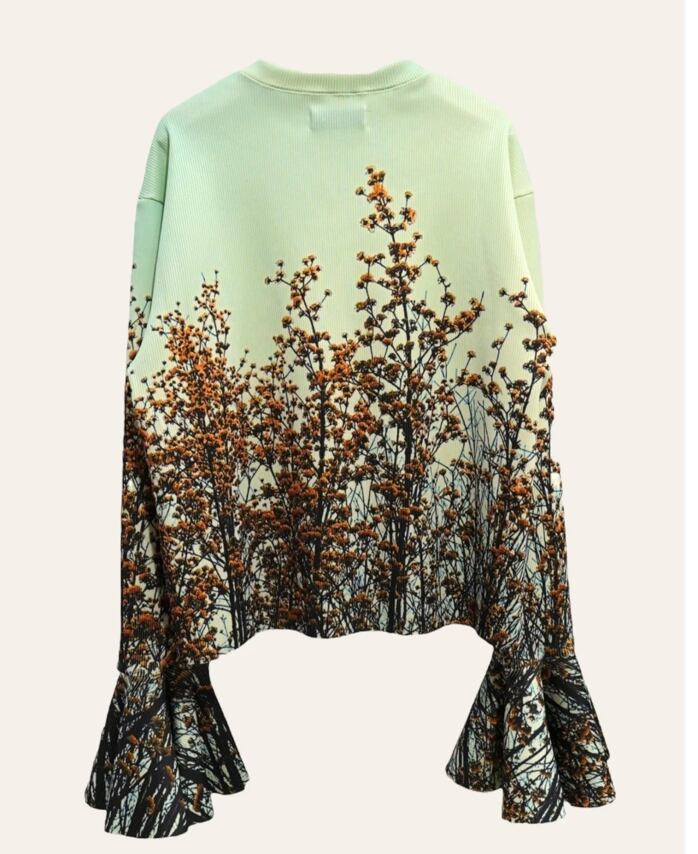24SS】NONTOKYO ノントーキョー / PRINT RIB FLARE SLEEVE C/S (SKY 