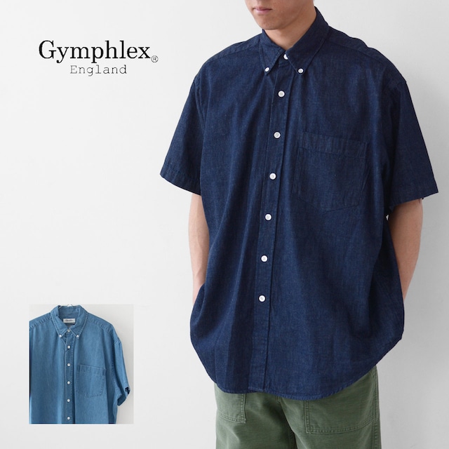 Gymphlex [ジムフレックス] M B.D. SHIRT S/S -DENIM- [GY-B0157SDM] ボタンダウンシャツ 半袖・半袖シャツ・デニムシャツ・コットンシャツ・MEN'S [2023SS]