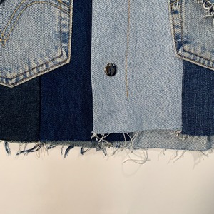 12617 リメイクジャケット 再構築 パッチワーク 襟なし L相当