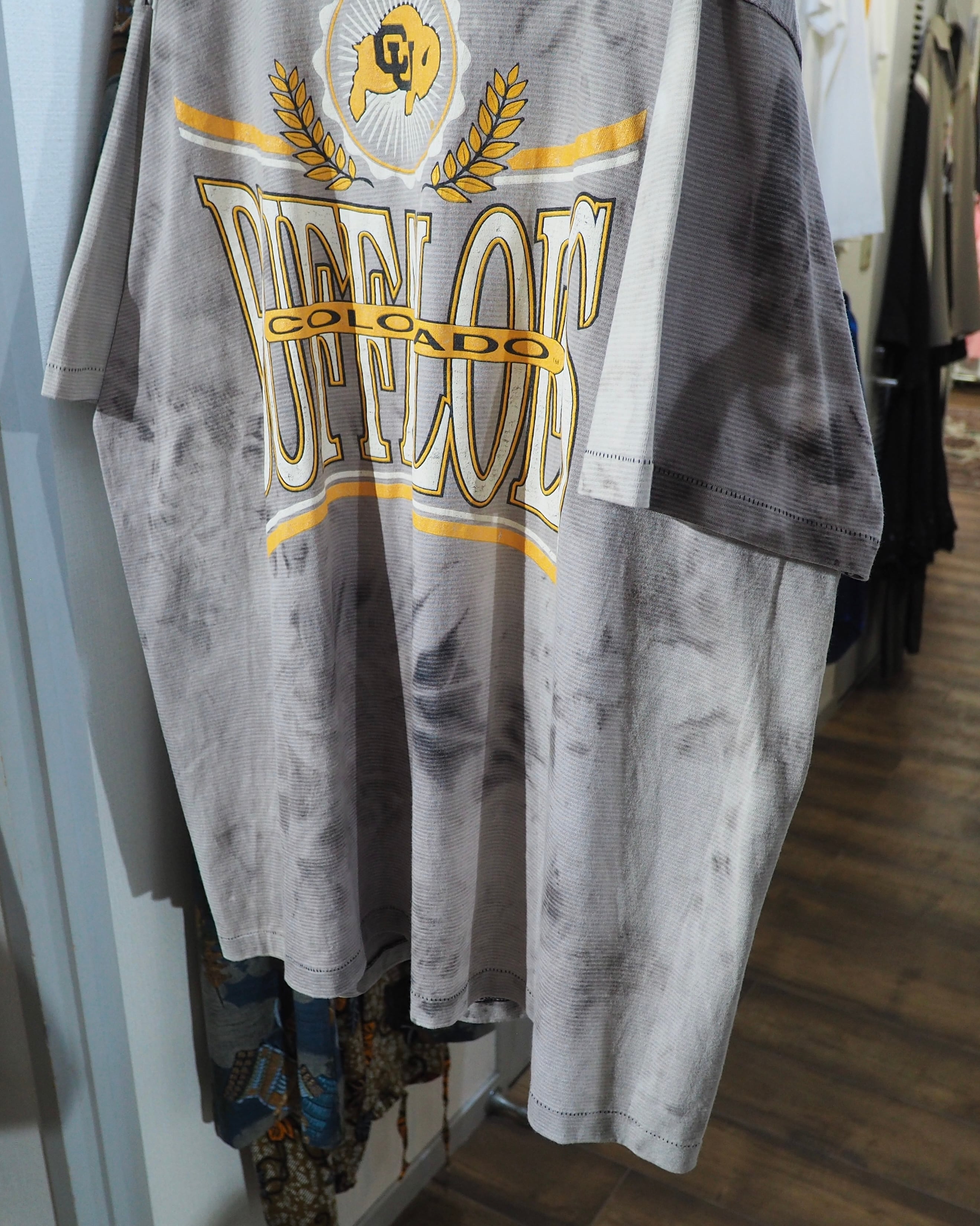 1990s " Made in USA - Colorado Buffaloes " printed × Over Dyed vintage loose Tee