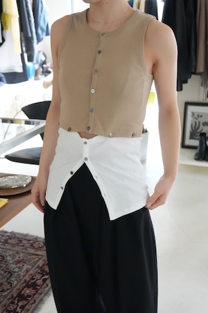 【KAYLE】HIGH GAUGE RIB DETACHABLE TANK(BEIGE×WHITE)
