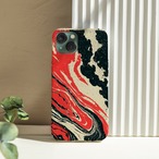 受注生産 iPhoneケース 赤と黒のダイナミック墨流し｜紙マーブリング MARB010D