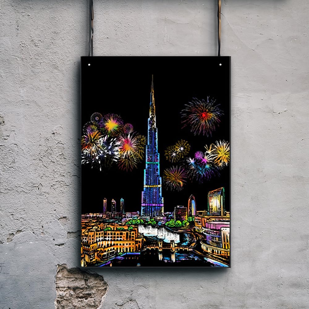 セール】LIANHATA スクラッチアート 4枚入 スクラッチ極細ペン付き 21