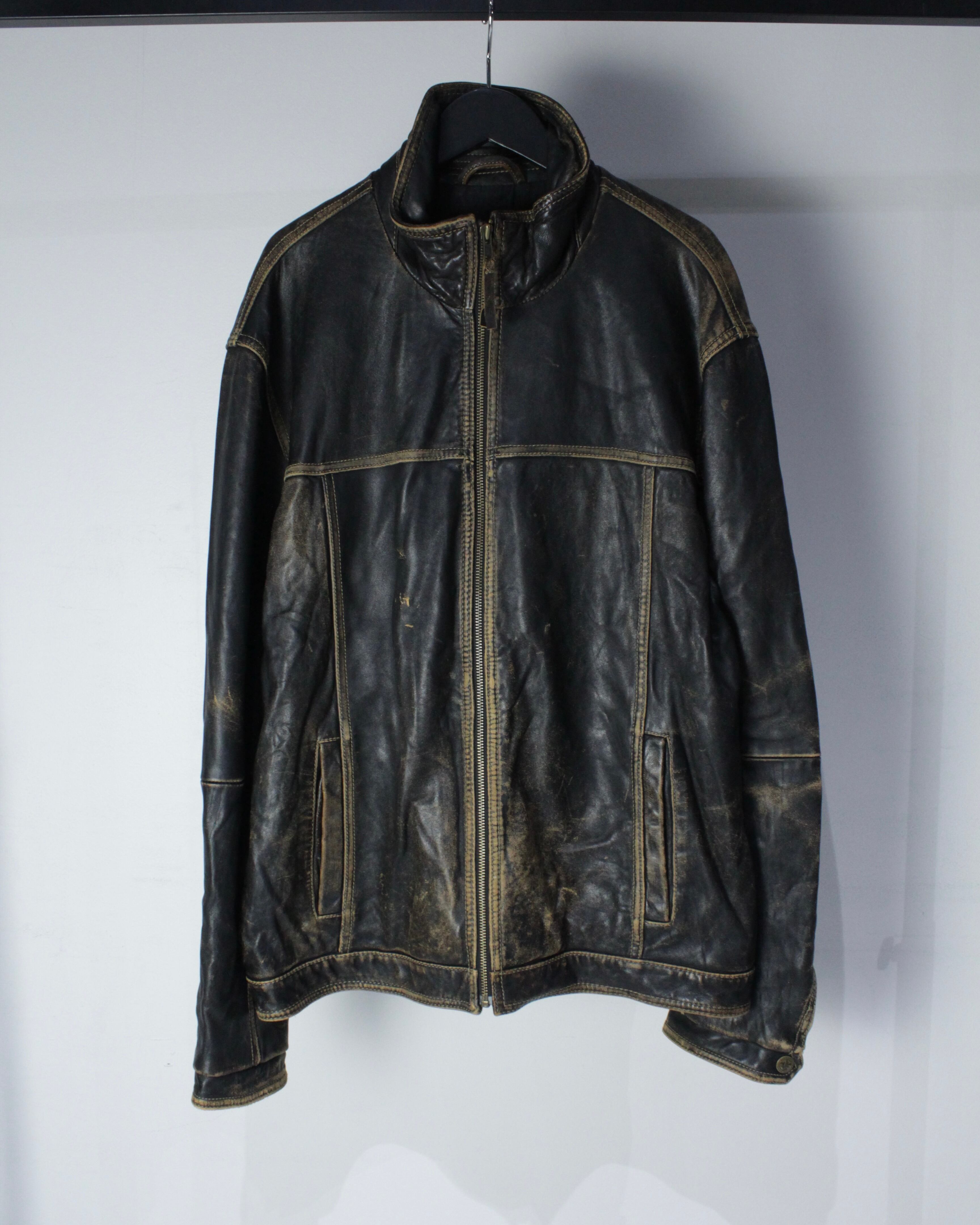 Caka BLACK】“TOMMY BAHAMA” Good Aging Vintage Leather Jacket