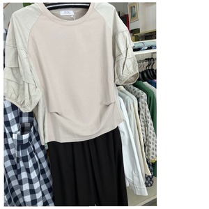 SALE！異素材切替ボリュームスリーブプルオーバー/M～L
