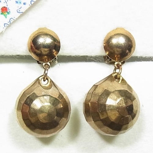 大玉メタルボールが下がるイヤリング　ヴィンテージアクセサリーのセール通販　11742E