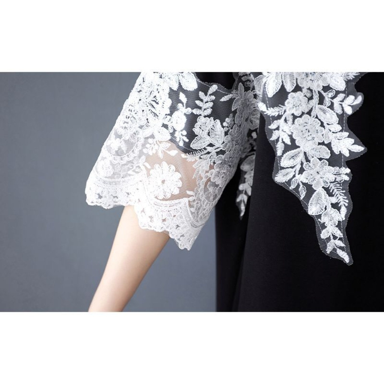 レース切替 ボートネック シャツ  30046