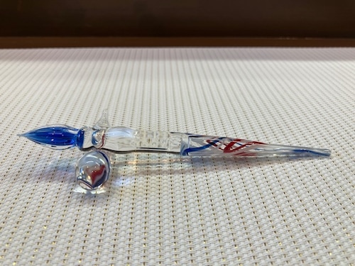 贅沢な一品　トリコロールカラー【ガラスペン（中空でペン先ブルー）】（瓢箪ペンレスト付）カリグラフィー　ズバッと価格　硬質ガラスペン　メーカー直販日本製　ギフト