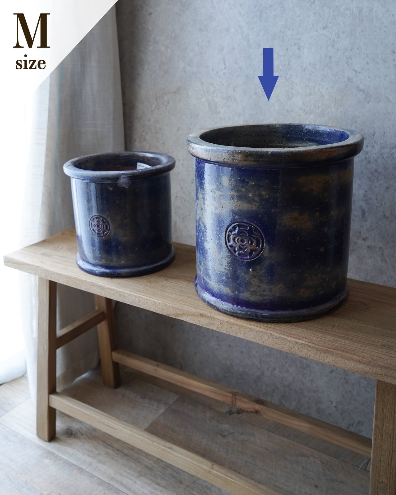 釉薬陶器】グロスシリンダー M ブルー φ29cm | アトリエ ヴィネット
