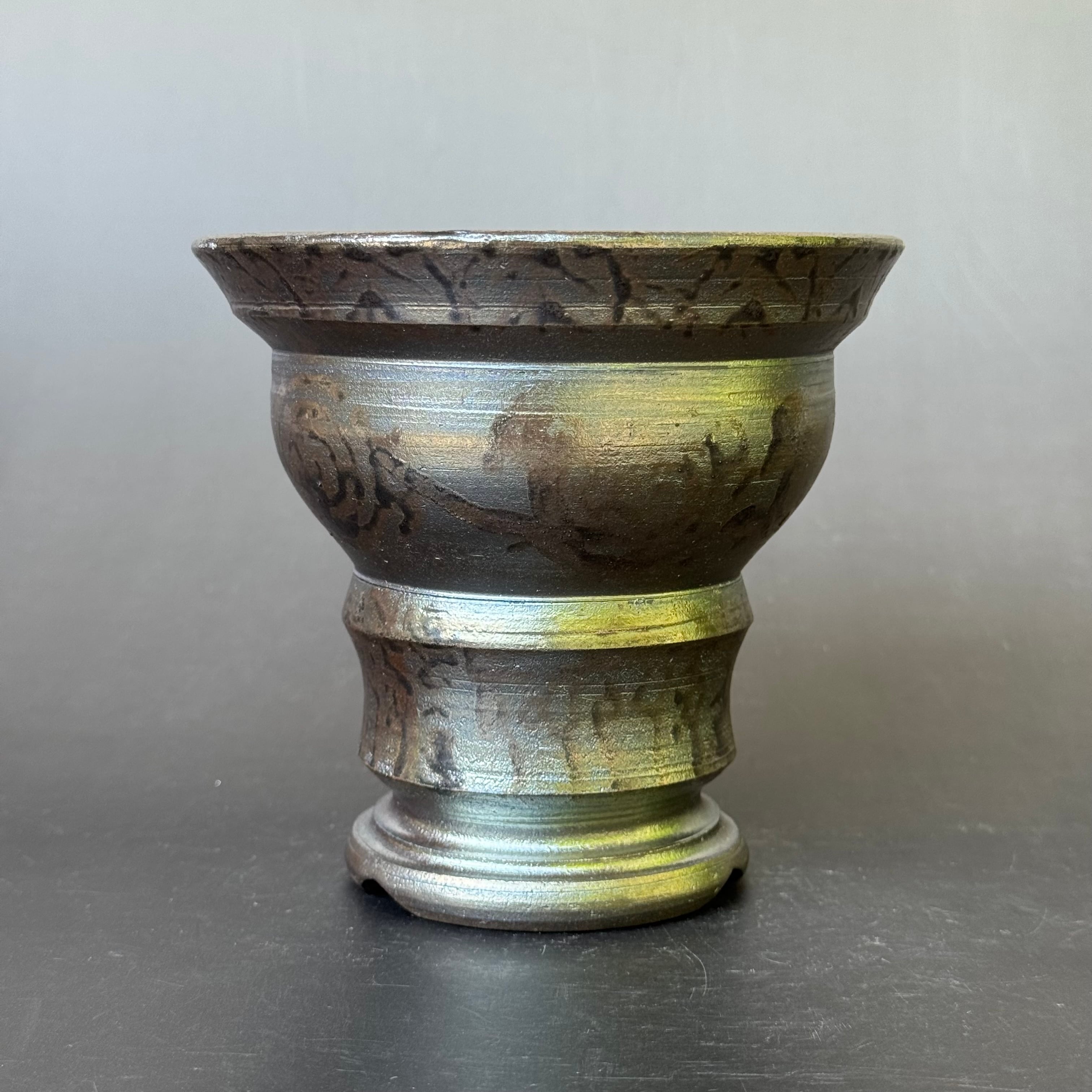 矢津田義則　大鉢 ターコイズ三角鉢(黒) | 矢津田陶房 Ys,ceramic art