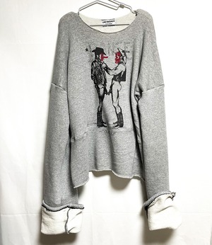 UNFINISHEDガーゼシャツ トレーナーグレー