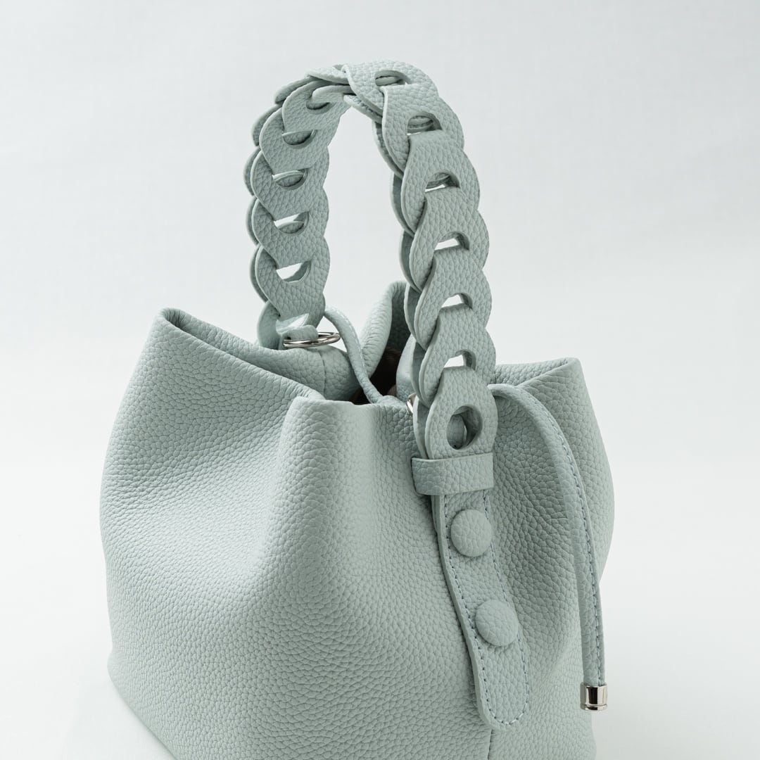 ビオ バッグ】本革2WAY本革 編みハンドルミニバッグ｜くすみカラーが