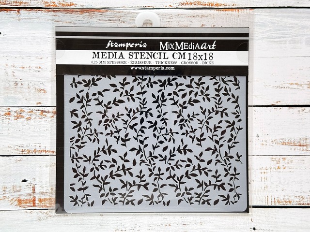 Stamperia Thick stencil cm 18X18 - Garden leaves pattern　ステンシル　KSTDQ103【Stamperia（スタンぺリア）】[ST-124h]