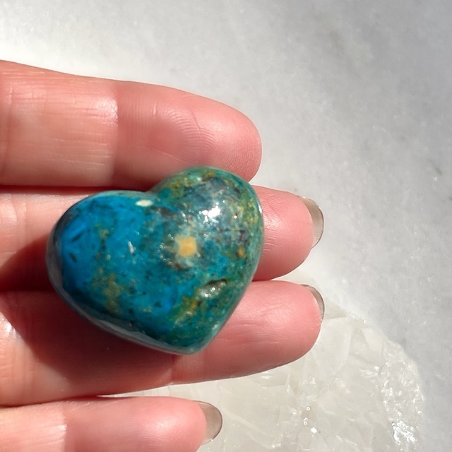 【セドナで浄化】【超美石】最上級クラス！！ペルビアン　ブルーオパール　ハート　タンブル　※ポーチ付き　2157