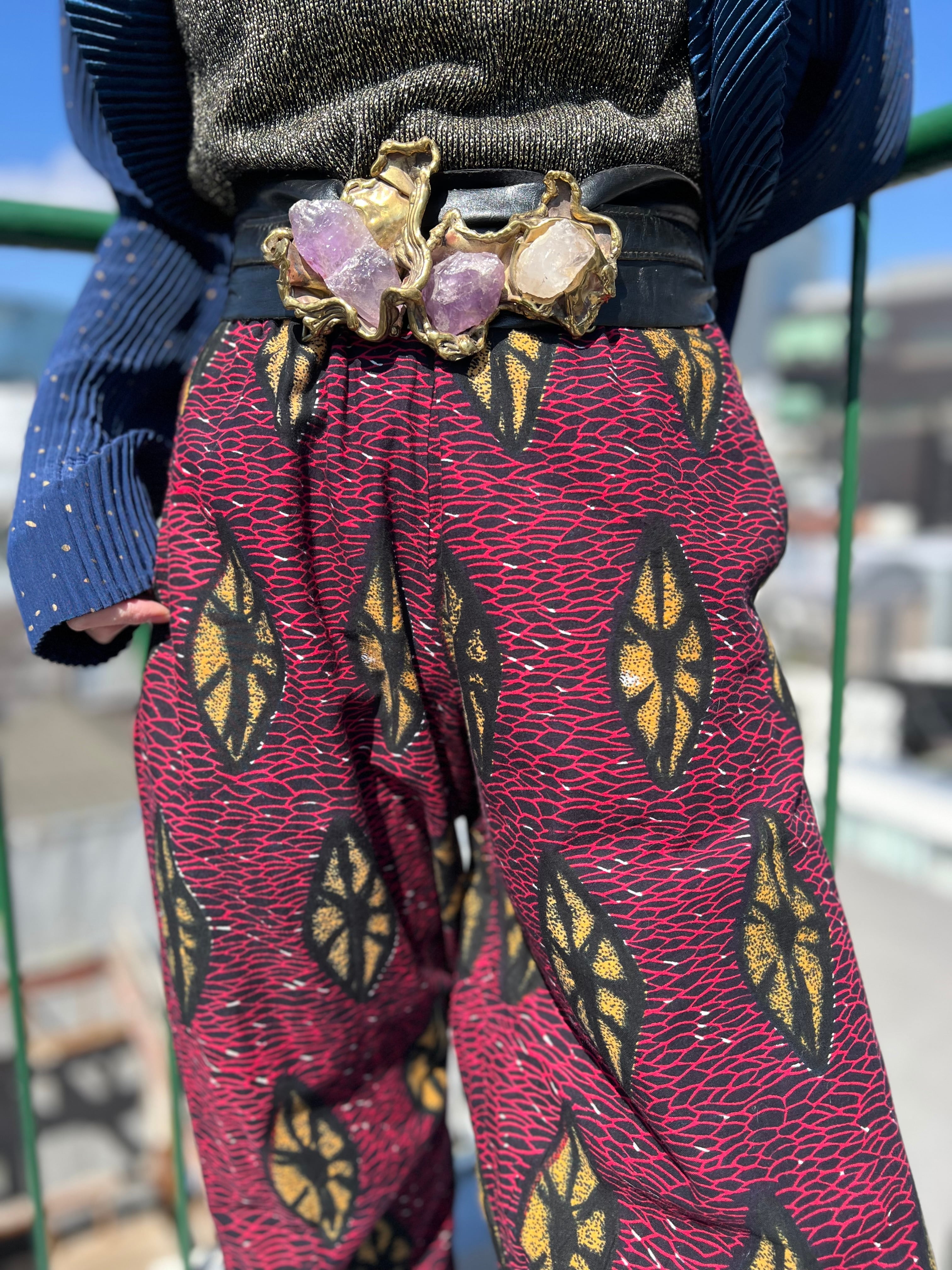 ビンテージ　サスペンダー　アフリカンバティック Vintage african batik cotton pants ( ヴィンテージ アフリカン