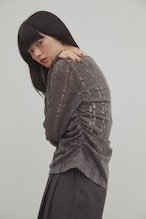 DU250726 Gather Knit Like Jacquard Tops