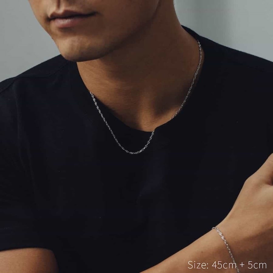 fine anchor chain necklace (silver) #n84 | garcia