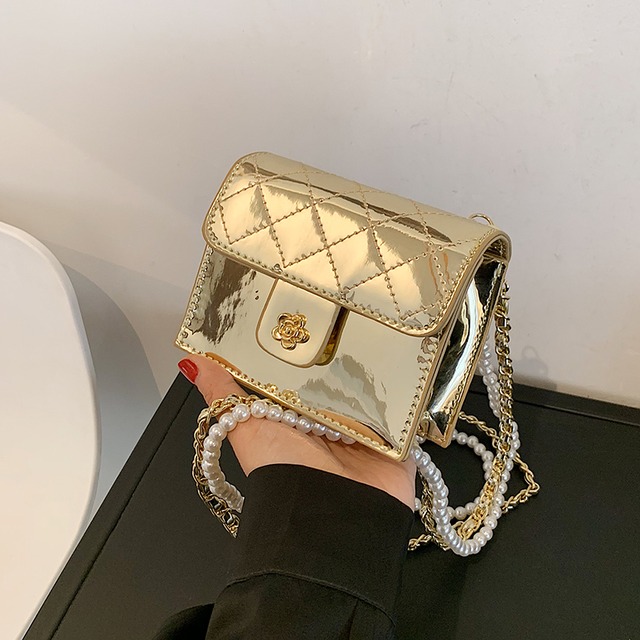 サマーパールチェーン ミニ 夏物 真珠 スクウェア 財布 パスケース 手作りハンドバック25376519903