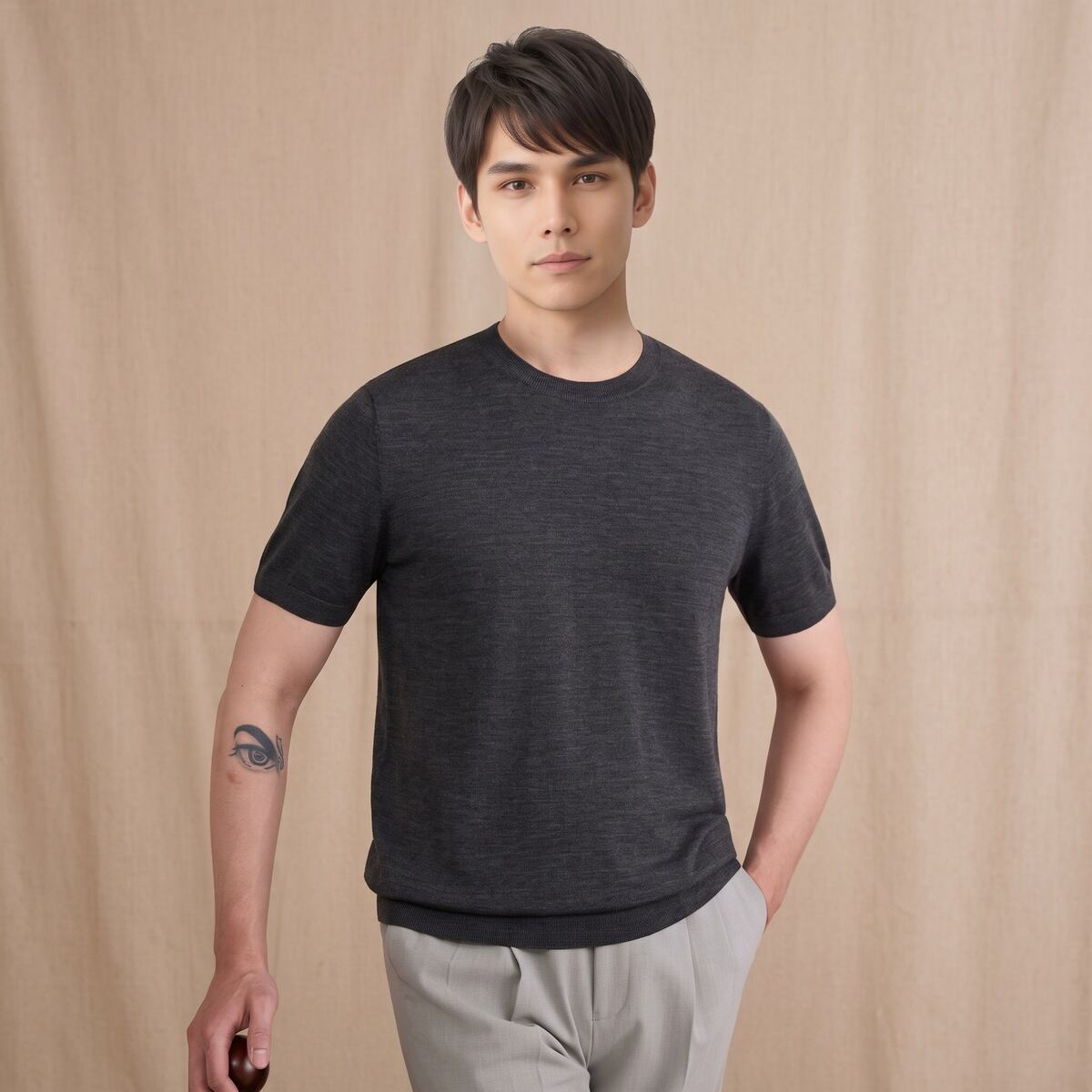 クルーネック 半袖 ニットTシャツ 7color KA1386