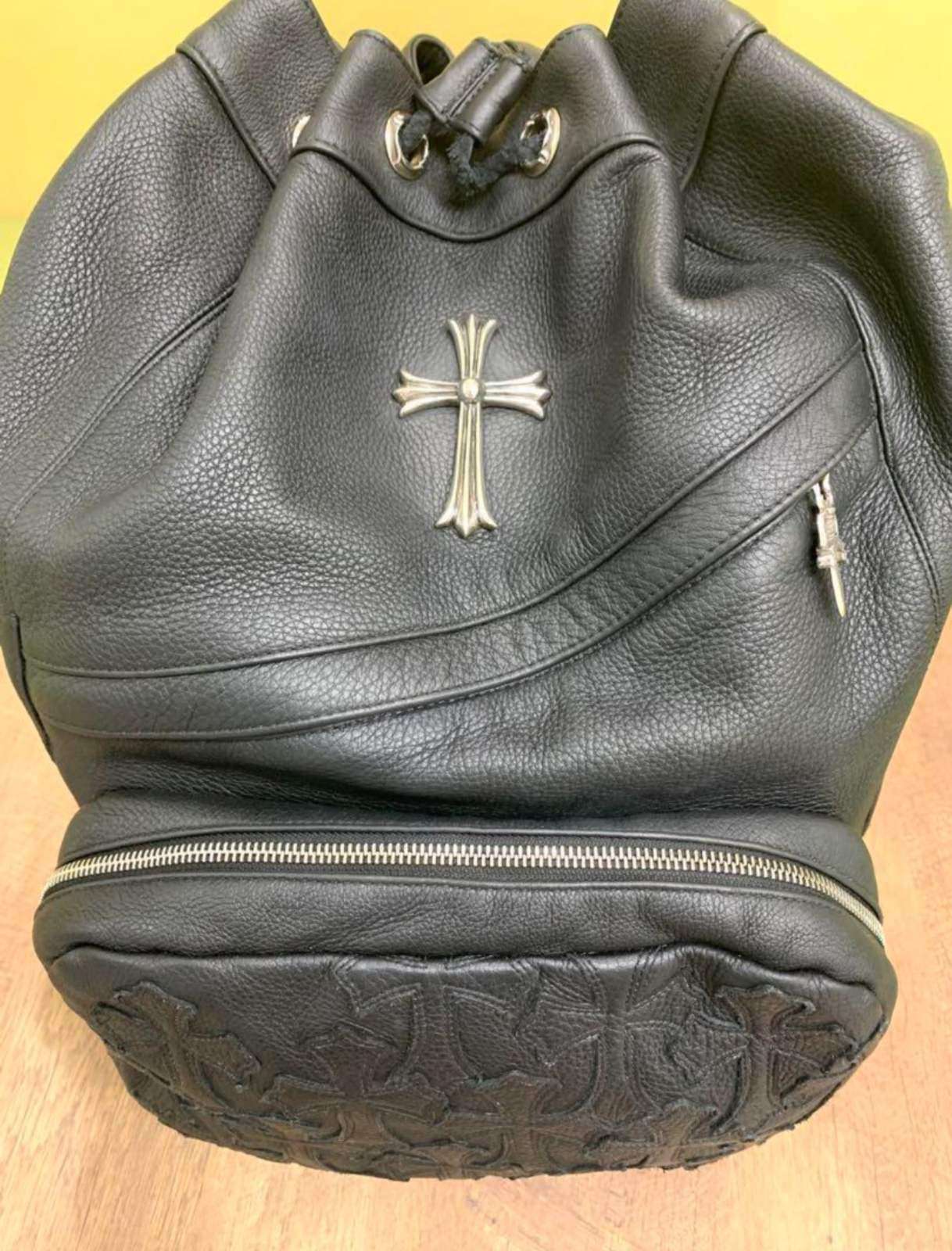 クロムハーツ キャンパス レザー リュック クロムハーツ Chrome Hearts 7TH GRADE バッグ ブラックレザー