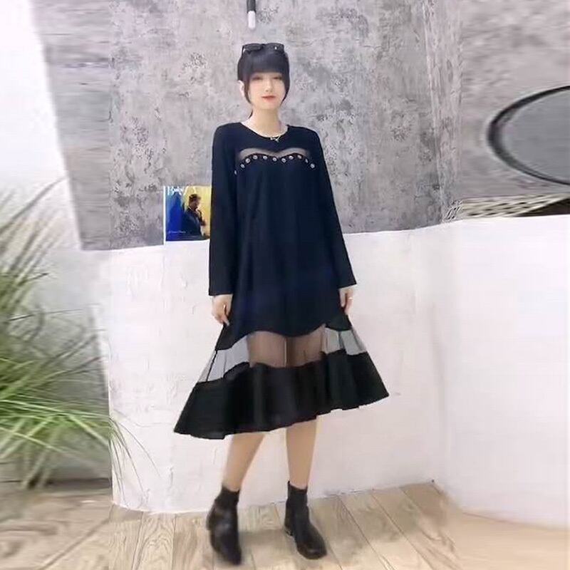 2020年秋の新しいプラスサイズの女性のファットmmドレス、年齢を減らして薄い気質のプリーツスカート、やや太め ミックスインファッション59942006400