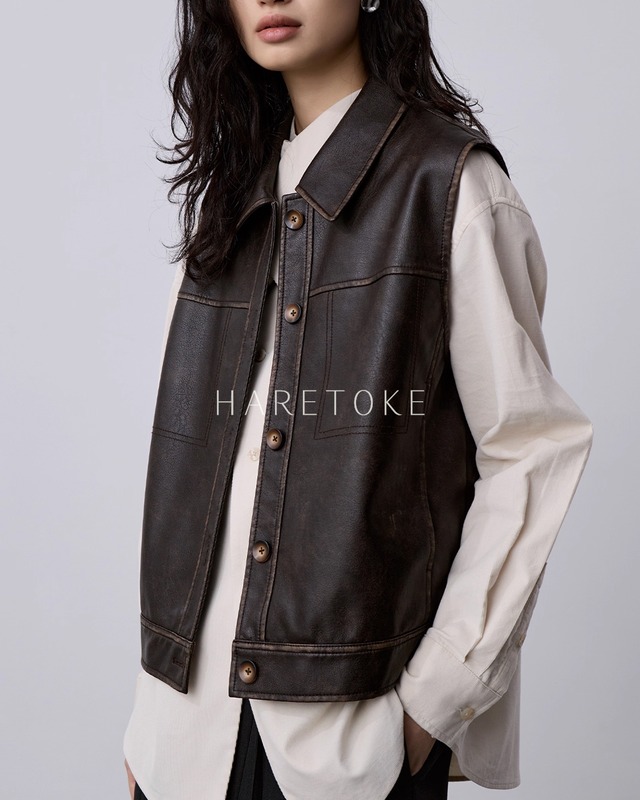 フェイクレザー・ノースリーブジャケット  OT208080