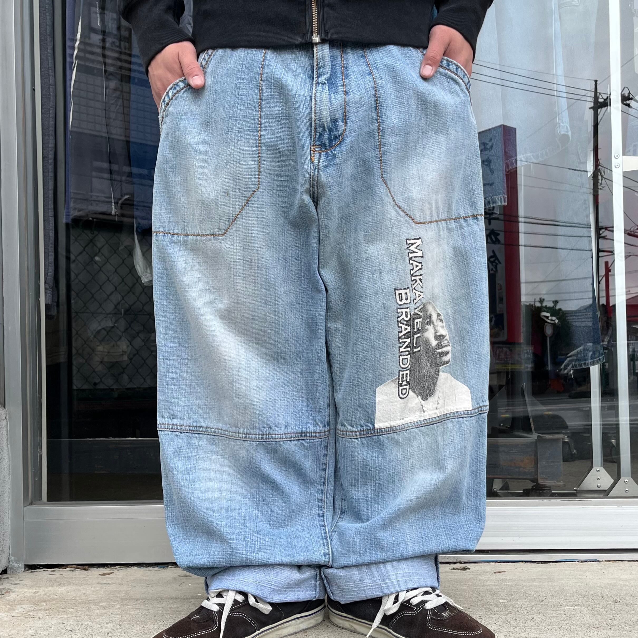 90s Makaveli BRANDED マキャベリ デニム パンツ 2PAC-