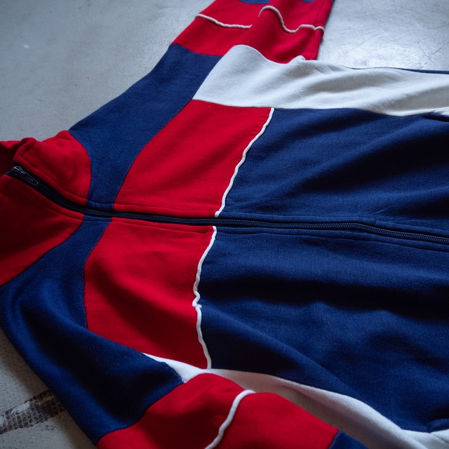 "ACTIVE WEAR" '90s vintage Multi color sweat zip top