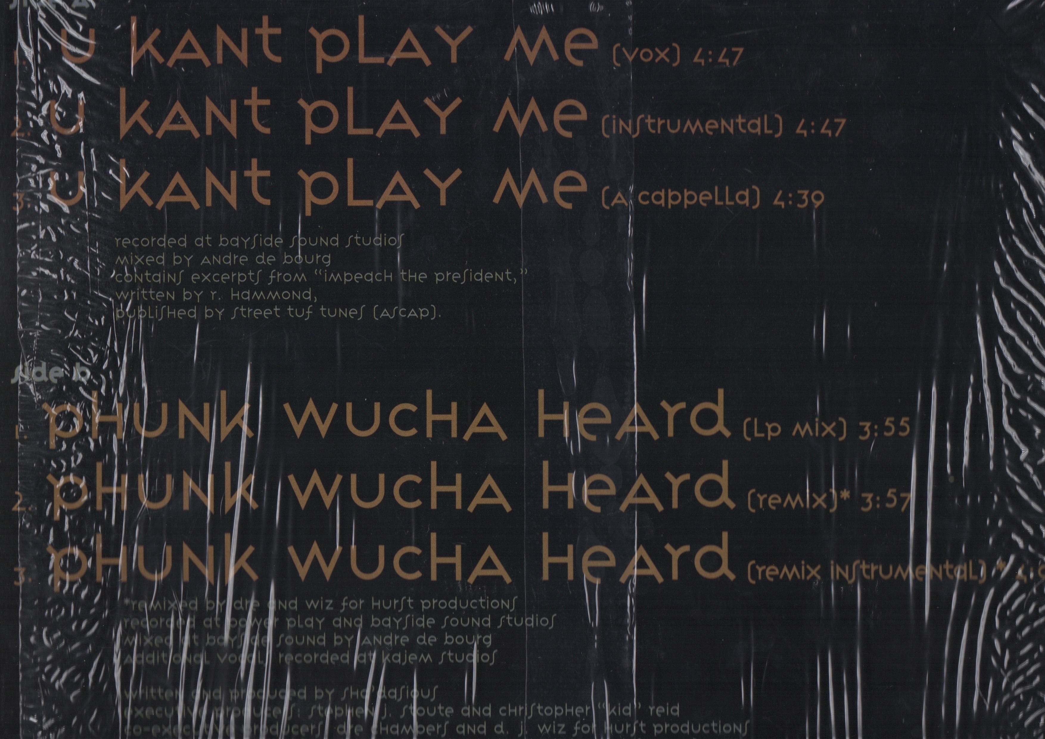 shadasious / u kant play me オリジナル12インチ Sha'Dasious - U Kant Play Me (12'') (US Original Press