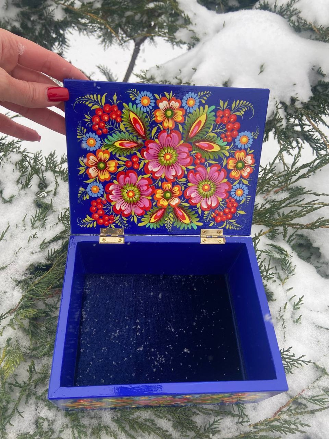 ペトリキウカ塗り　ジュエリーボックス 19cm（ティモシェンコ作）ウクライナ製 - 6