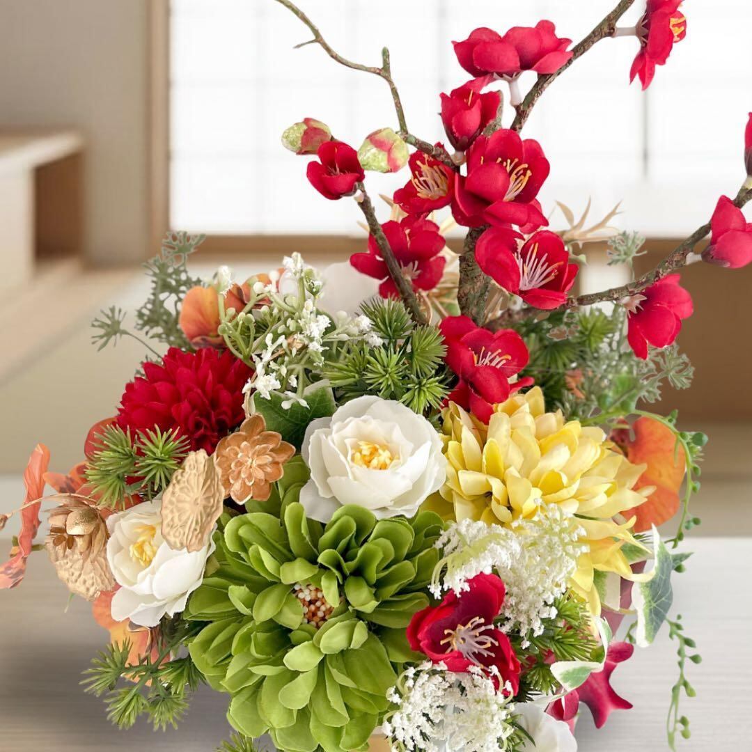 超豪華！豪華絢爛！お正月リース♡八重桜と3色牡丹のお正月飾り♡造花リース 超豪華！豪華絢爛！お正月リース♡八重桜と3色牡丹のお正月飾り♡造花