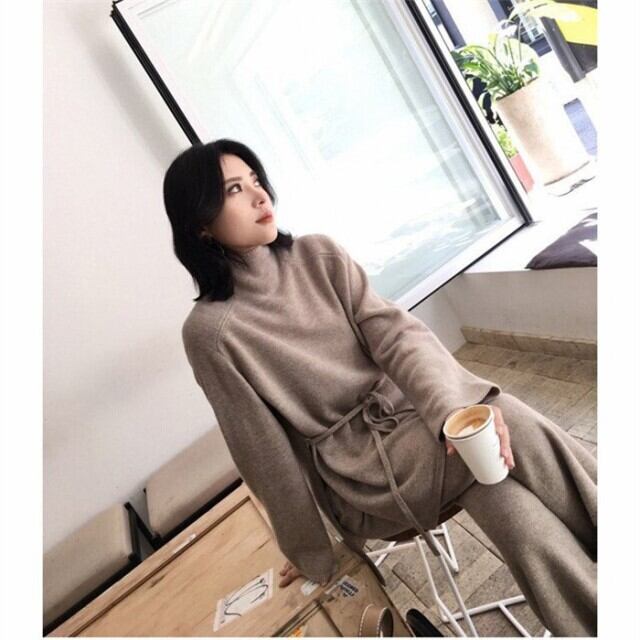 セットアップ ニット ガウチョパンツ パンツドレス 2点セット ニット